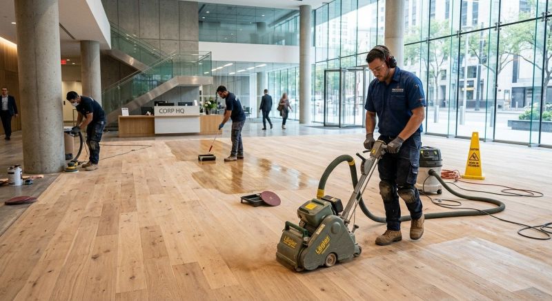 Our team working on Wood Floor Service projects in Skokie, IL