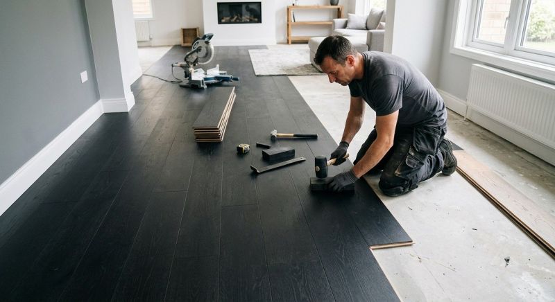 Dark Wood Floor Installation in Skokie, IL